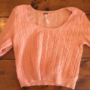 Free people crop top sweater coral size small